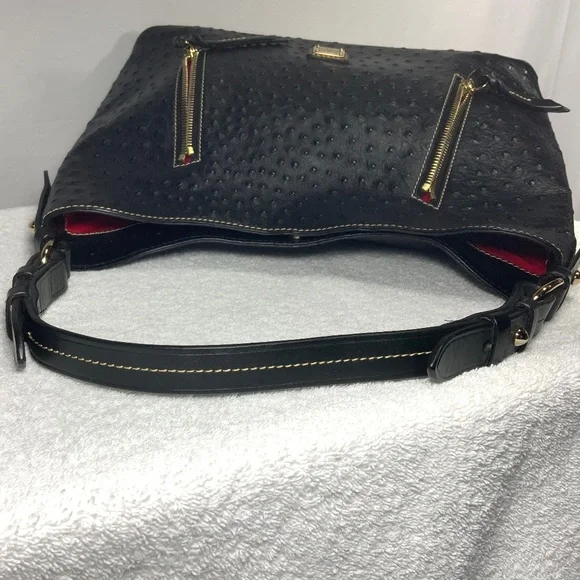 Dooney & Bourke Ostrich Leather Cooper Hobo Purse - Picture 6 of 16